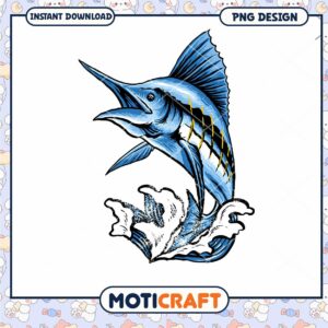 Blue Marlin PNG Design Instant Download