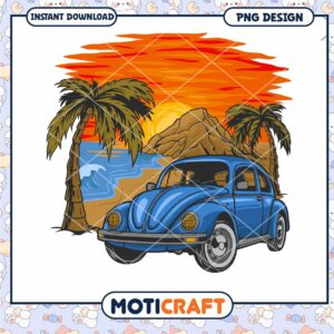 Beach Sunset VW Bug PNG Design