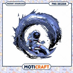 Astronaut Surfing Space Wave PNG