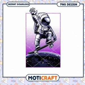 Astronaut Skateboarding PNG Design