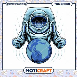 Astronaut PNG Holding Earth Design