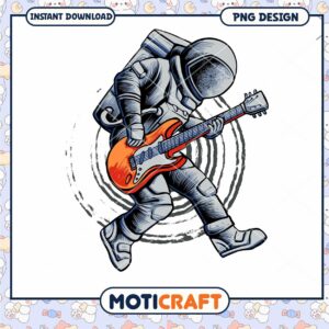 Astronaut Playing Guitar PNG Design