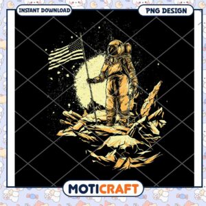 Astronaut on Moon PNG Design