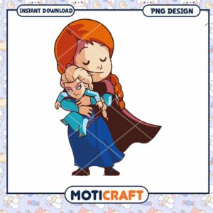 Anna & Elsa PNG Cartoon Clipart Instant Download