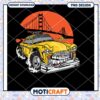Angry Taxi PNG Design, Golden Gate Bridge