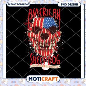 American Flag Sheepdog PNG Design