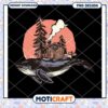 Whale and Cabin Vintage PNG Design for Instant Download