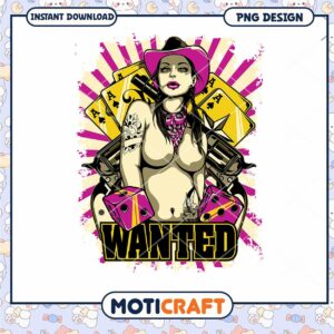 Wanted Cowgirl PNG Design for Instant Download Art Print