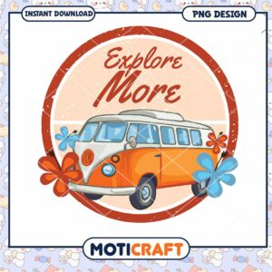 Vintage Van Explore More PNG Design