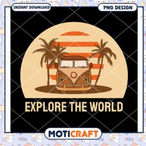 Vintage Van Explore The World PNG