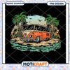 Vintage Beach Van PNG Design with Palm Trees and Waves
