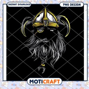 Viking Warrior Beard PNG Design for Instant Download Art