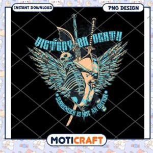 Victory or Death Skull PNG Design