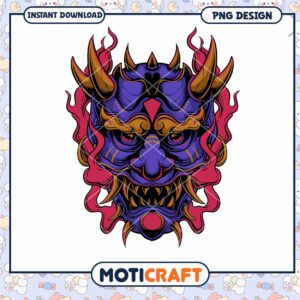 Vibrant PNG Demon Face Design for Creative Projects
