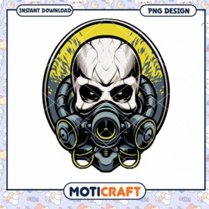 Unique Gas Mask Skull PNG Design Instant Download Art