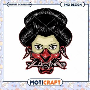 Unique Geisha Mask PNG Design for Instant Download Art