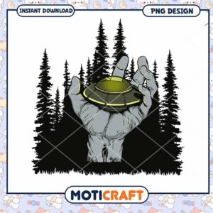 UFO in Hand PNG Design Instant Download