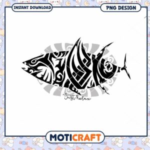 Tribal Tuna Fish PNG Design Instant Download