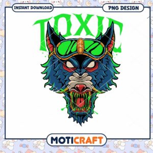Toxic Wolf PNG Design Instant Download