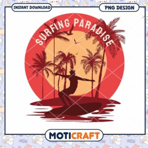 Surfing Paradise PNG Design