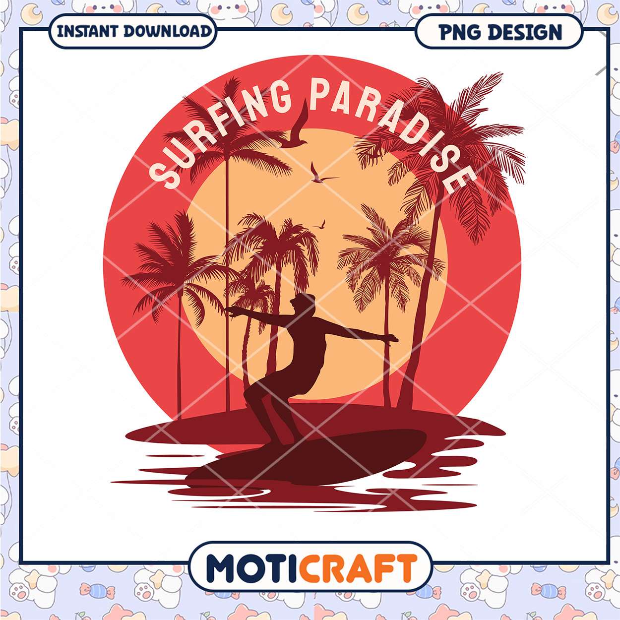 Surfing Paradise PNG Design Surfing Paradise PNG Design