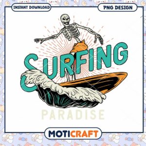 Surfing Paradise Skeleton PNG Download for Beach Lovers