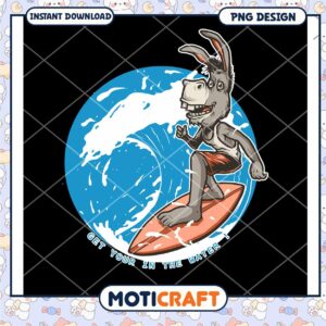 Surfing Donkey PNG Design Instant Download