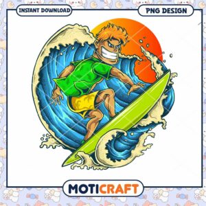 Surfer PNG Cartoon Surfer Riding Wave