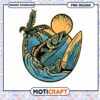 Surf and Fish Vintage Art PNG Design for Instant Download