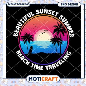 Sunset Summer Beach PNG Design