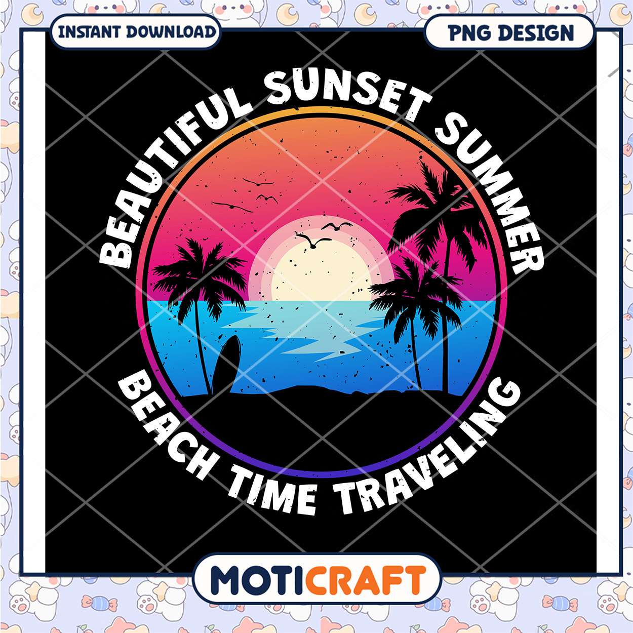 Sunset Summer Beach PNG Design Sunset Summer Beach PNG Design