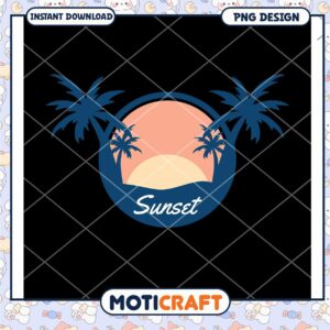 Sunset Palm Tree PNG Design