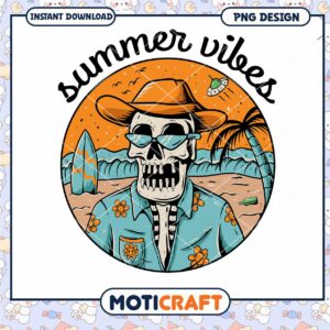 Summer Vibes Skull PNG Design