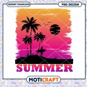 Summer Sunset Surfer PNG Design