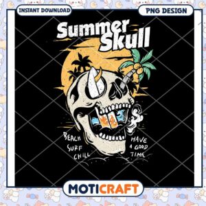 Summer Skull PNG Design Beach Surf