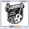 Summer Party PNG Design Long Beach with Guitar and Flowers