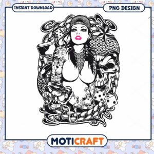 Stylish Tattoo Woman PNG Design for Digital Projects
