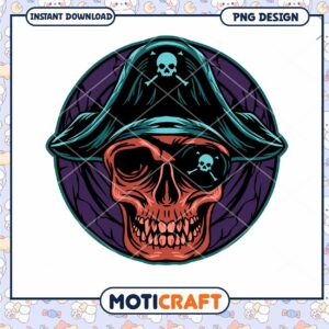Stylish Pirate Skull PNG Design for Instant Download Artwork