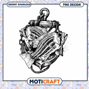 Stylish Fishing Design with Bass Fish for Creative Projects