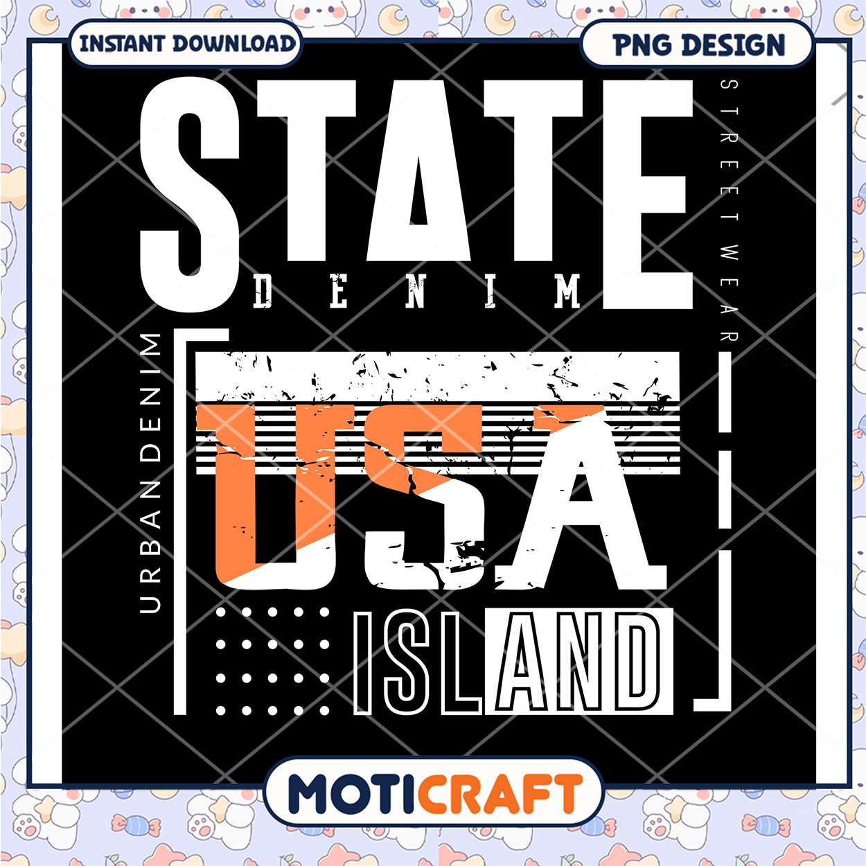 State Denim USA Island PNG Design State Denim USA Island PNG Design
