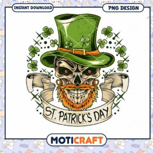 St Patricks Day Skull PNG Design