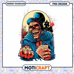 Spooky Skeleton Gambler PNG Design for Instant Download
