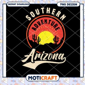 Southern Adventure Arizona Vintage PNG Design Downloadable Art
