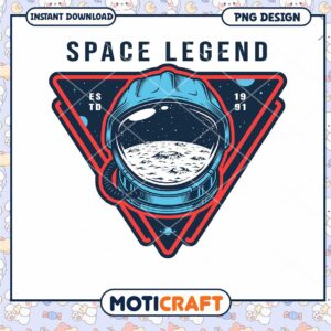 Space Legend Vintage Astronaut Design PNG Instant Download
