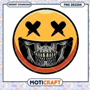 Skull Smiley Face PNG Design