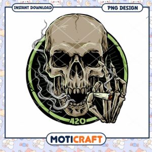 Skull Smoking Joint PNG Design 420