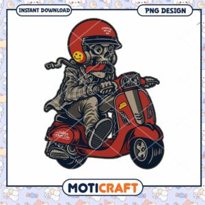 Skull Scooter Rider PNG Design Instant Download