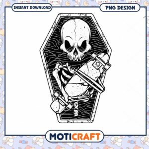 Skull Skateboard Coffin PNG Design