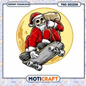 Skull Santa Skateboard PNG Design