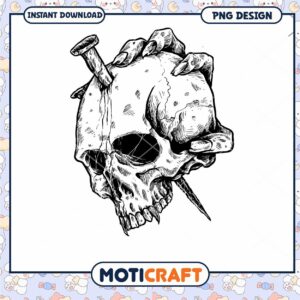 Skull Nail PNG Design Instant Download